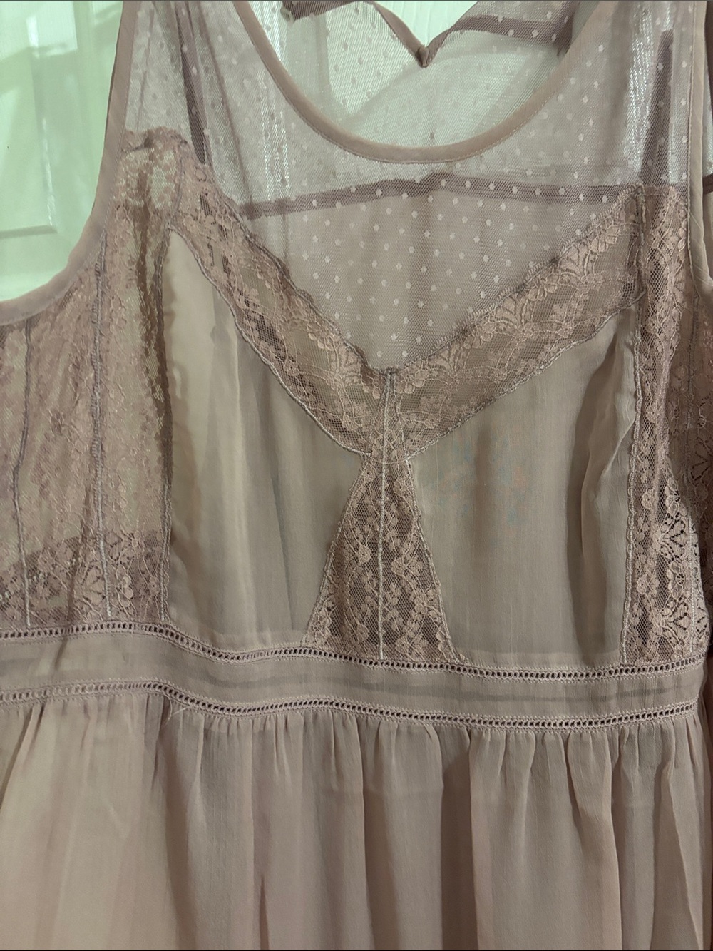 Lucky Brand Mauve Lace-Trim Midi Dress - Picture 2 of 7